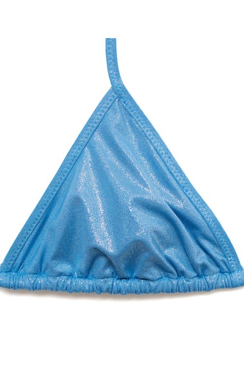 Mango Foil Triangle Bikini Top In Blue