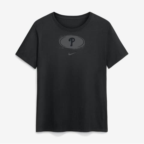 Women's Nike Black Philadelphia Phillies Black on Black Cotton T-Shirt