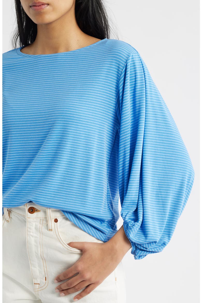 Stripe Balloon Sleeve Knit Top, Alternate, color, MEDITERRANEAN BLUE