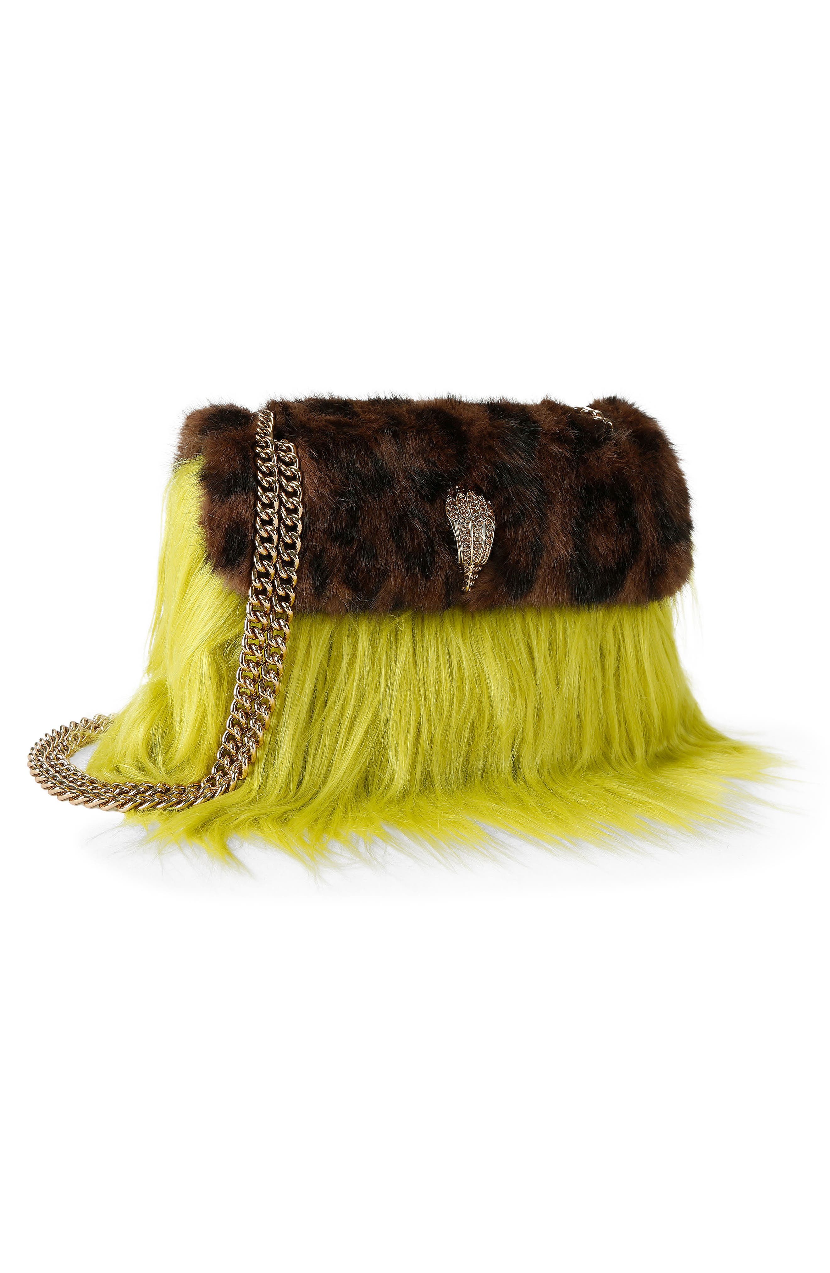 Mini Kensington Faux Fur Crossbody Bag, Alternate, color, OPEN GREEN