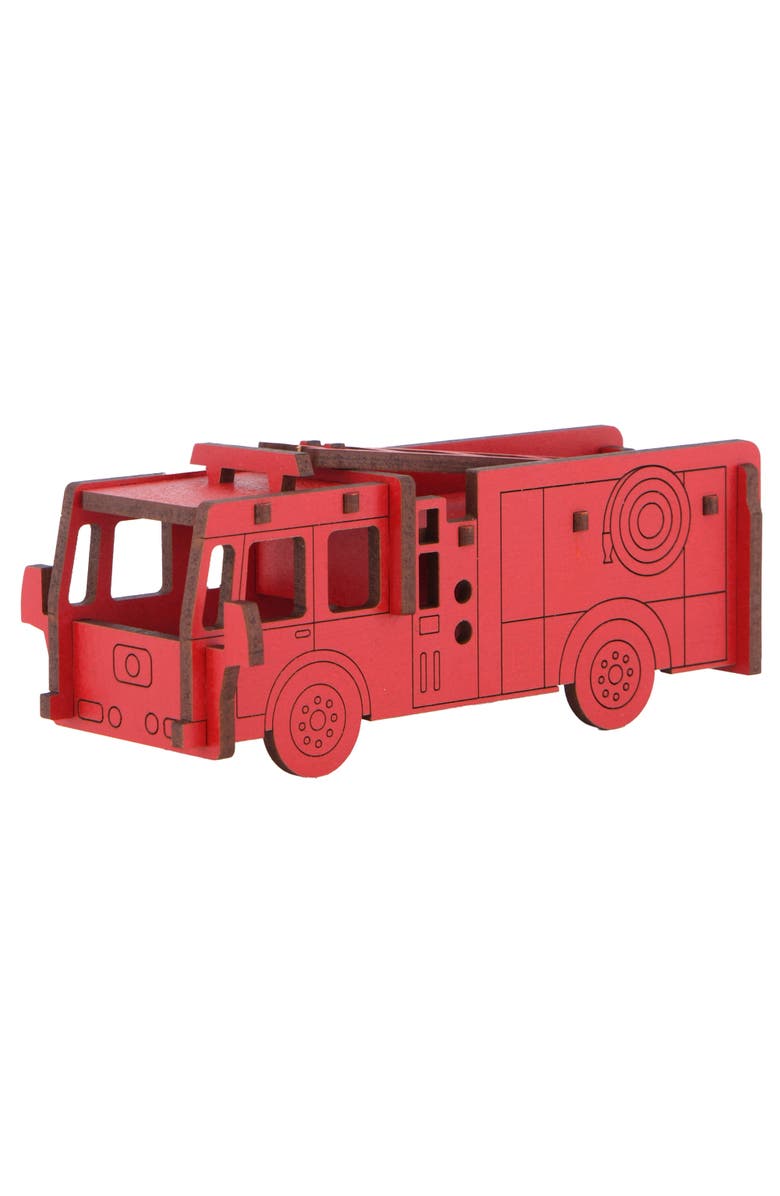 Little 
Wood Woodlet, Medium Fire Engine, 3D Wooden Kitset, Ages 6+, Main, color, Red