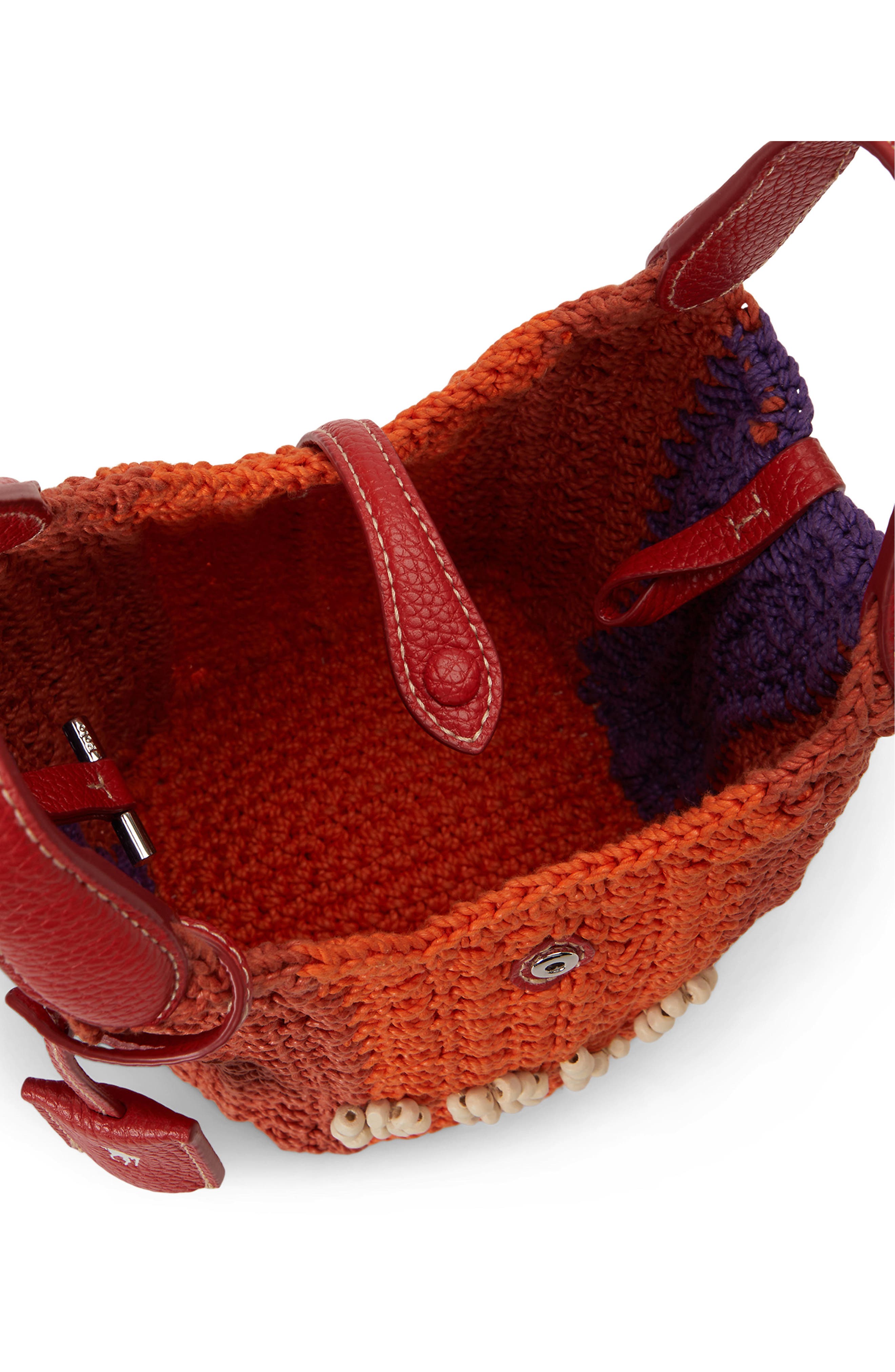 Polo Ralph Lauren Cord Crochet Logo Tote, Alternate, color, Cherry Multi Polo