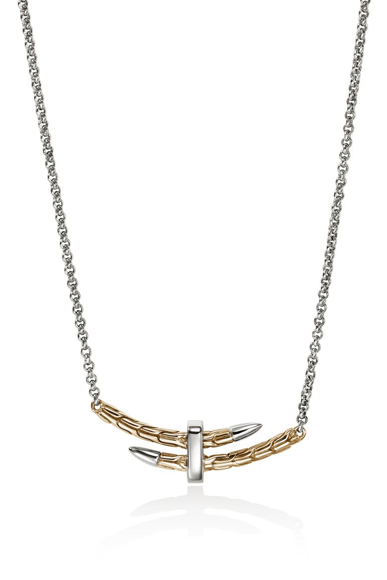 Pavé Diamond Spear Station Necklace, Alternate, color, SILVER AND GOLD