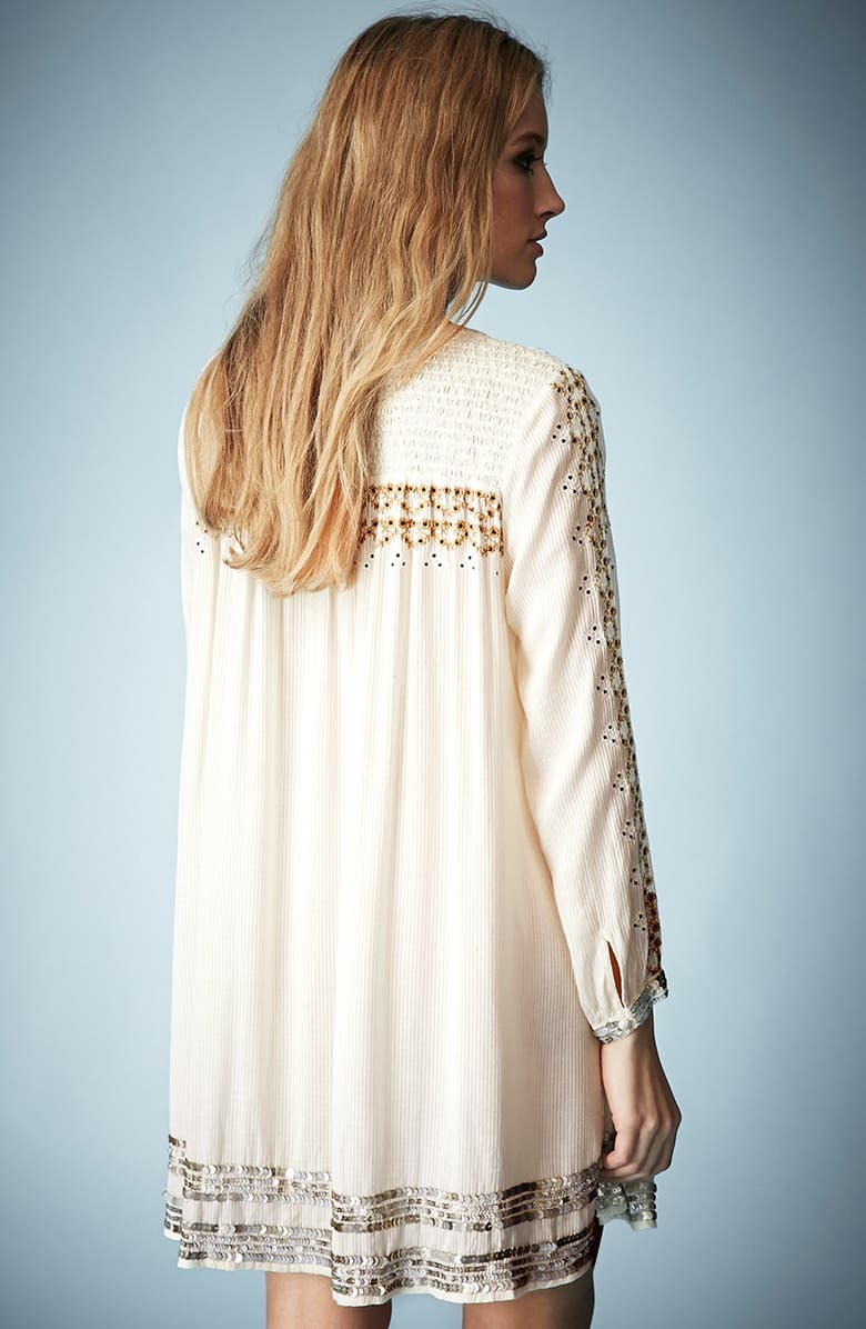 Topshop Kate Moss for Topshop 'Folk' Smocked Dress, Alternate, color, 