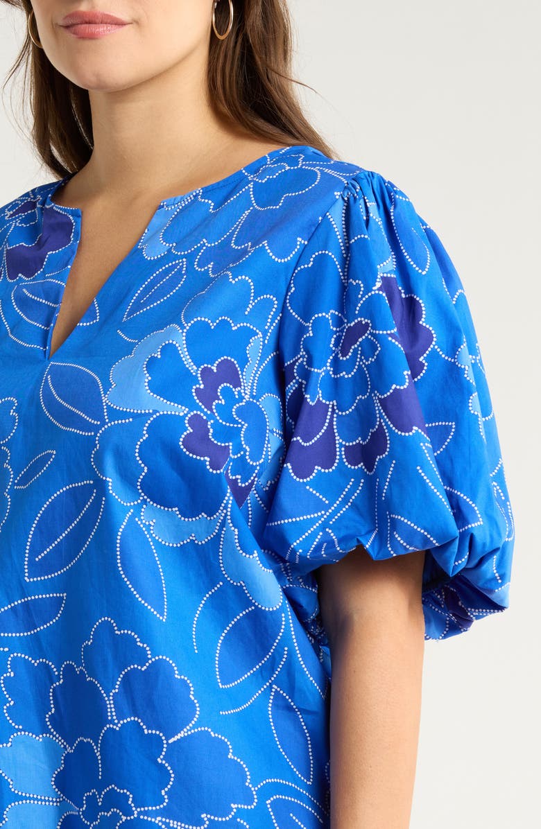 SUGARLIPS Adi Maris Floral Cotton Poplin Top, Alternate, color, Cobalts