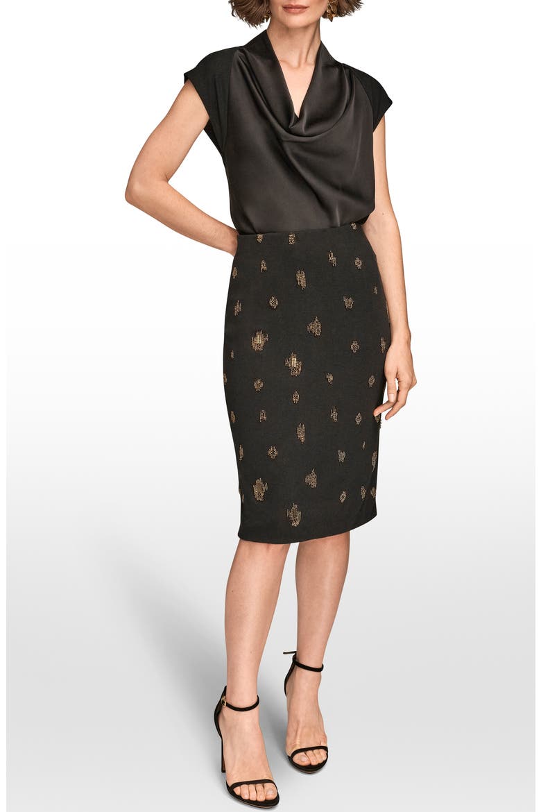 Beaded Pencil Skirt, Alternate, color, BLACK