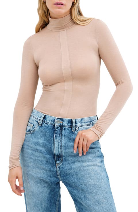 Amsterdam Sheer Jersey Turtleneck Top