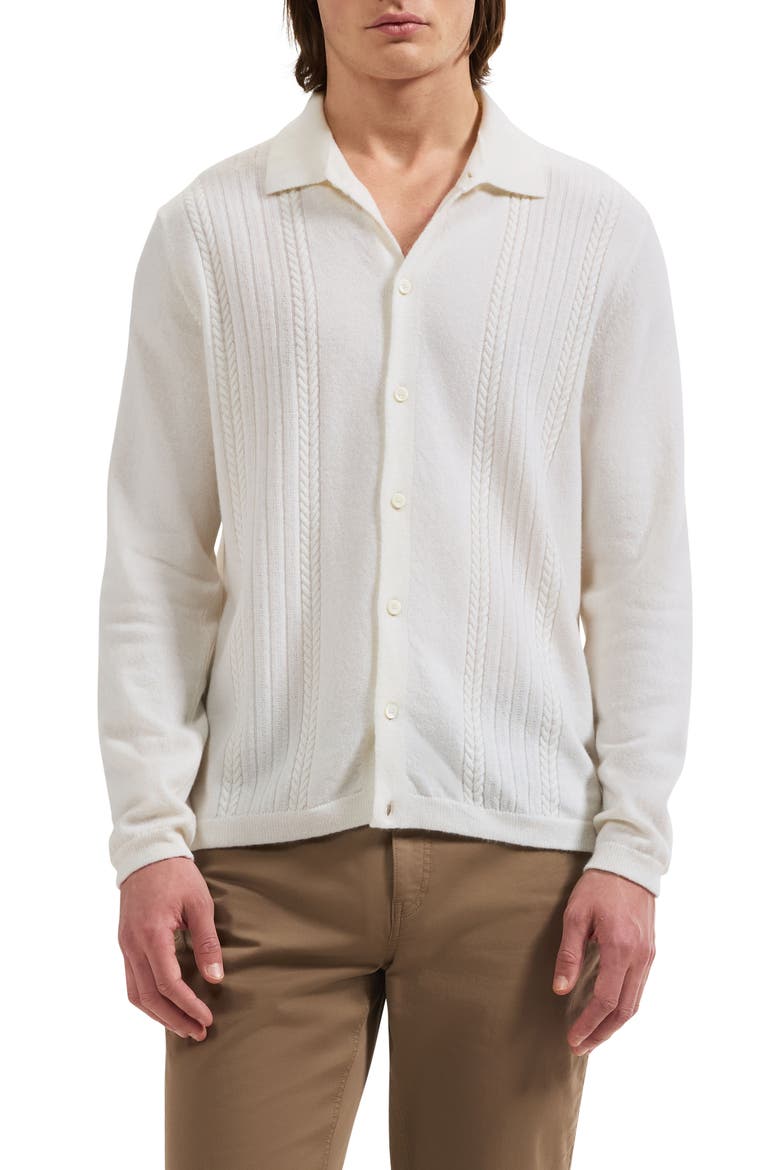 Cable Wool and Cashmere Cardigan, Main, color, IVORY