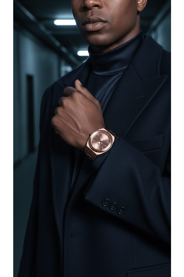 Elevate Link Rosé Swiss Quartz Bracelet Watch, 42MM, Alternate, color, Muted Rose Gold/