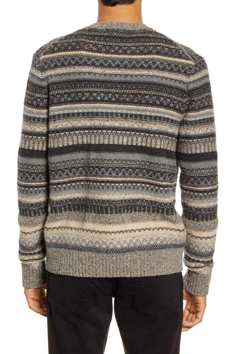 Fair Isle Crewneck Wool Blend Sweater, Alternate, color, WOODLAND