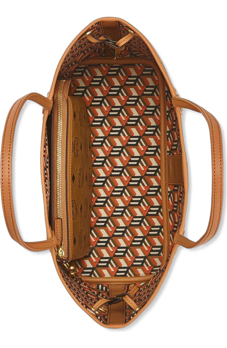 MCM Small Reversible Liz Shopper in Visetos, Alternate, color, Cognac