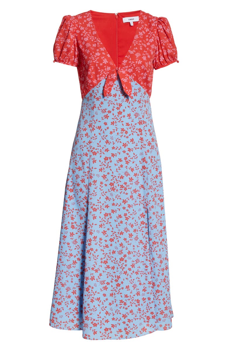 LIKELY Raffa Mixed Print Puff Sleeve Dress, Alternate, color, 
