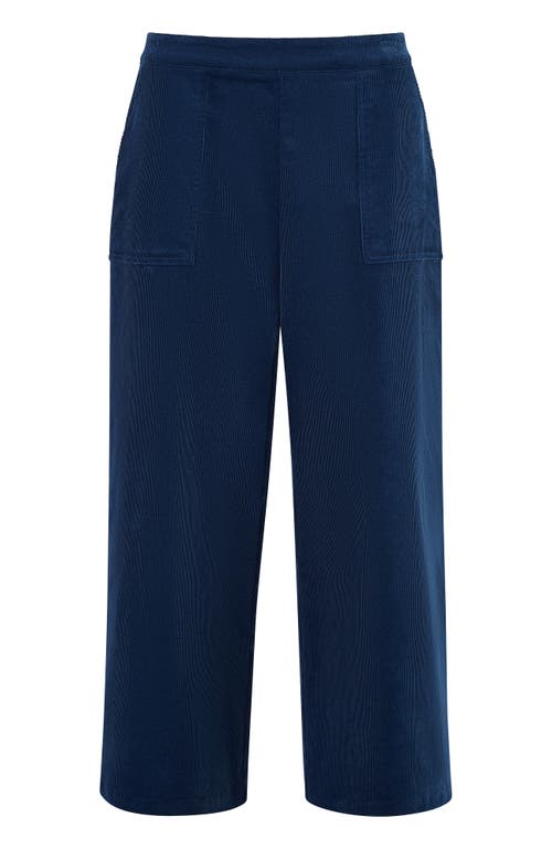 Yumi Cord Cropped Wide Leg Pants In Blue