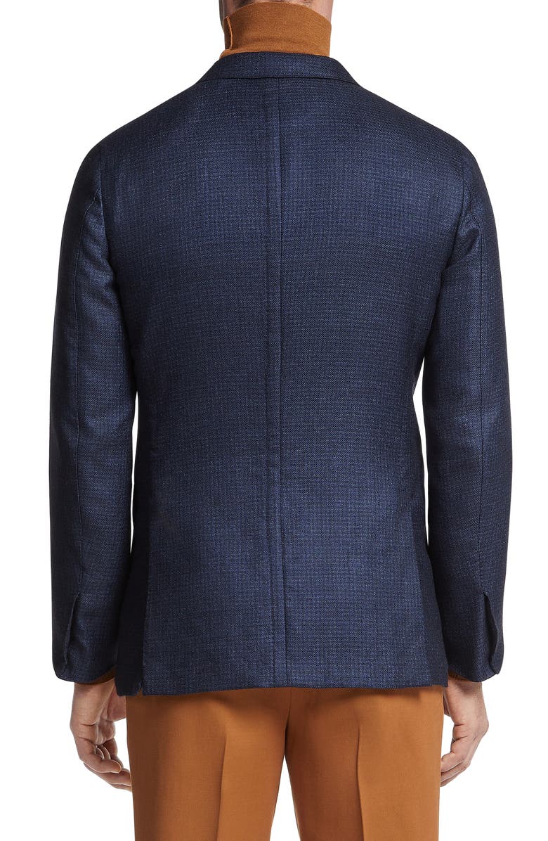 ZEGNA Microcheck Cashmere & Silk Blazer, Alternate, color, 