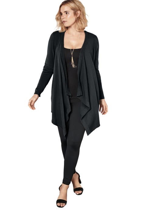 Plus Size Lightweight Handkerchief Hem Cardigan Sweater (Plus)
