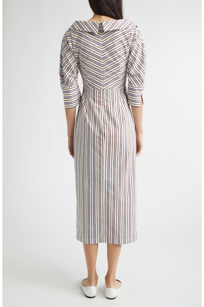Stripe Asymmetric Cotton Shirtdress, Alternate, color, CREAM MULTI