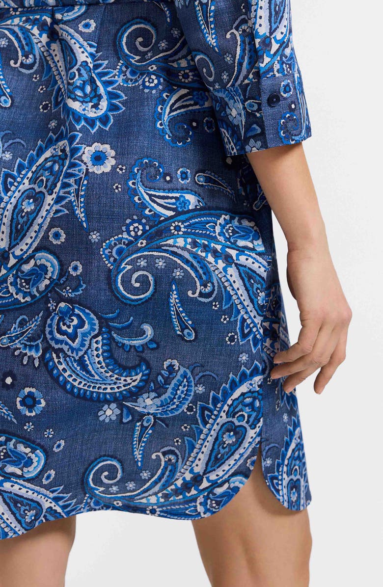 Foxcroft Rocca Paisley Print Belted Cotton Shirtdress, Alternate, color, Blue/ Multi