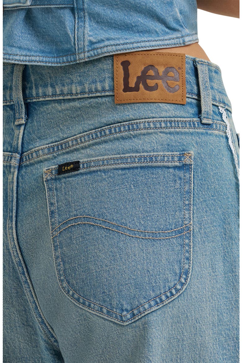 Lace Trim Low Slung Slouch Jeans, Alternate, color, FOREVER LIGHT