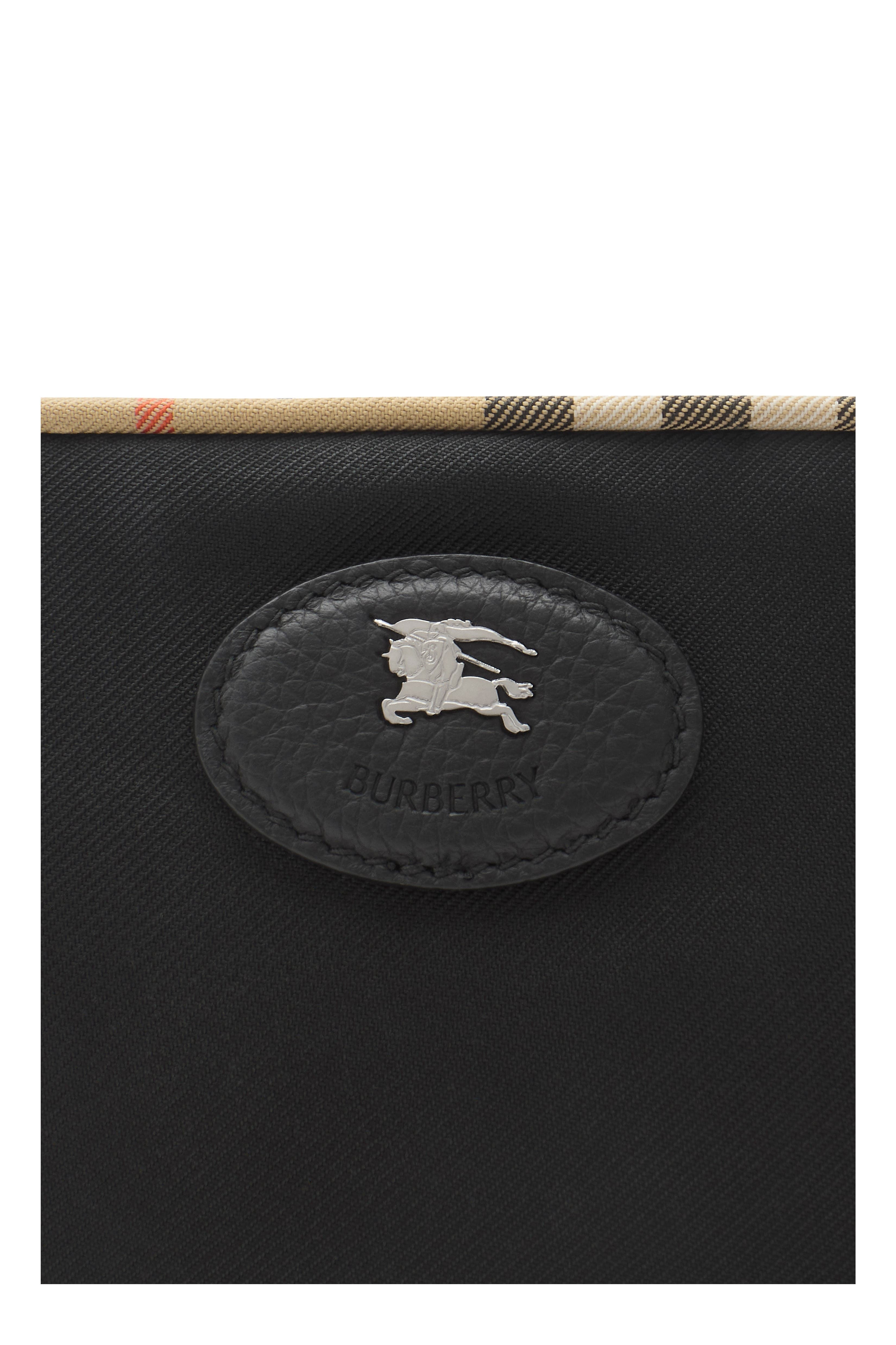 Burberry Small Check Piping Pouch, Alternate, color, Black