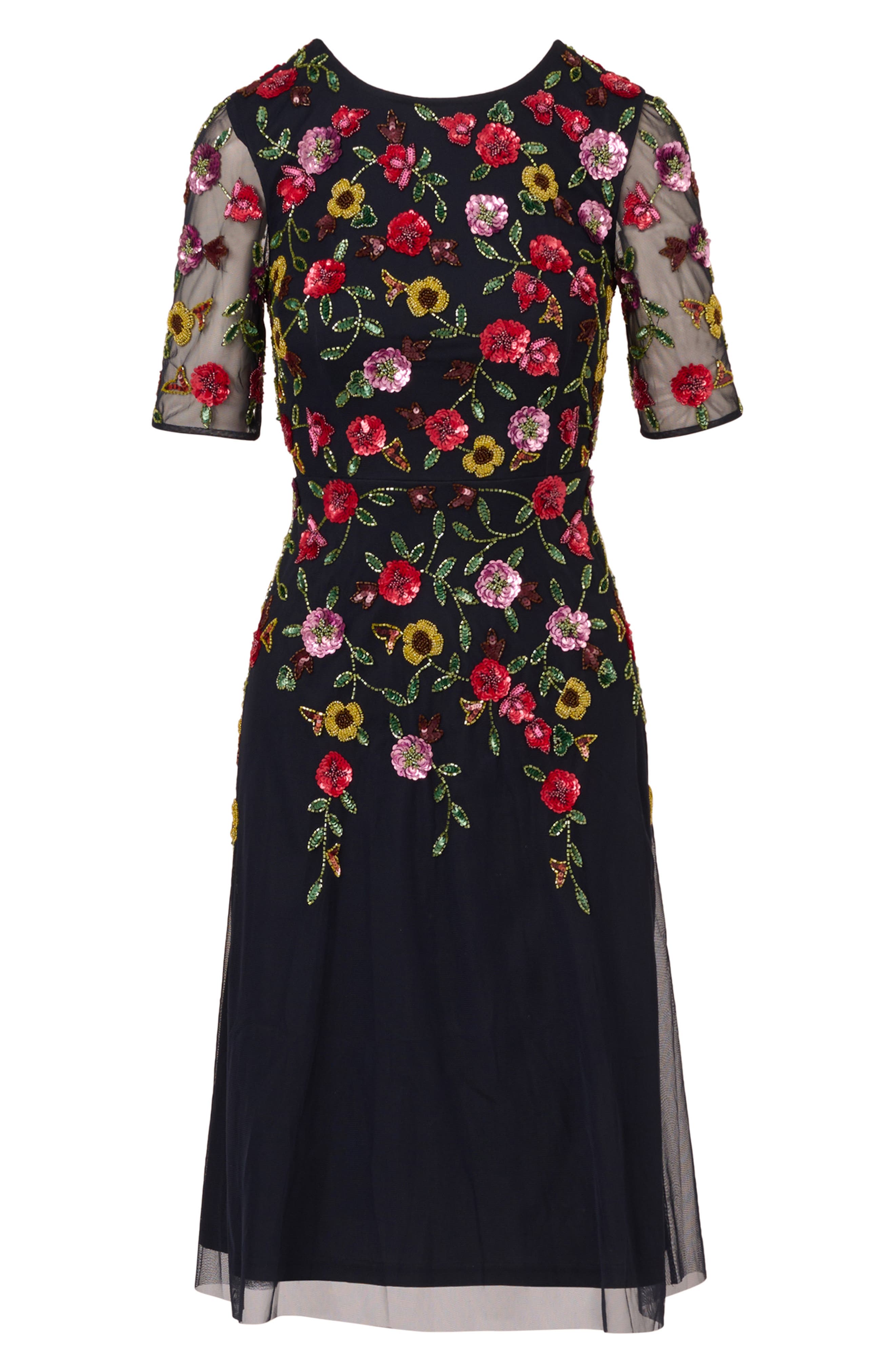 beaded mesh cocktail dress Elizabeth K GL3697 - Long Mesh Sheath Dress