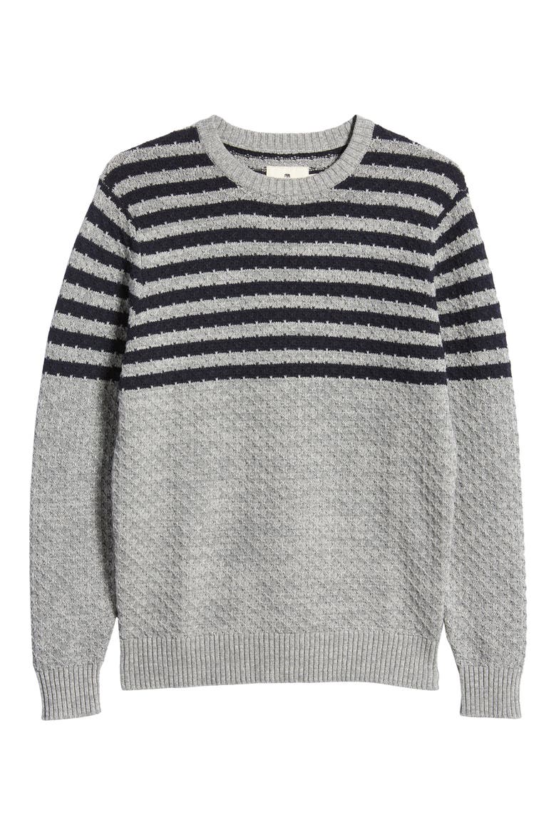 Cotton Piqué Sweater, Alternate, color, GREY/ NAVY