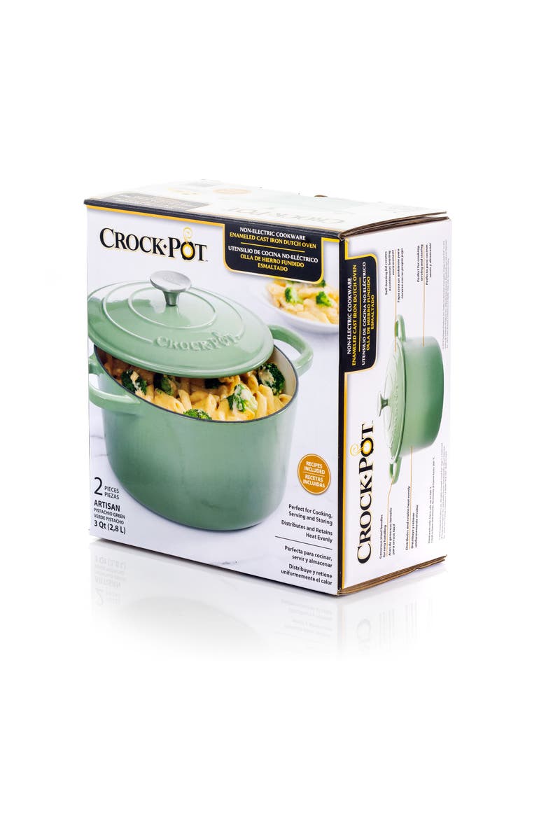Artisan 2 Piece 3 Quarts Enameled Cast Iron Dutch Oven, Alternate, color, Pistachio Green