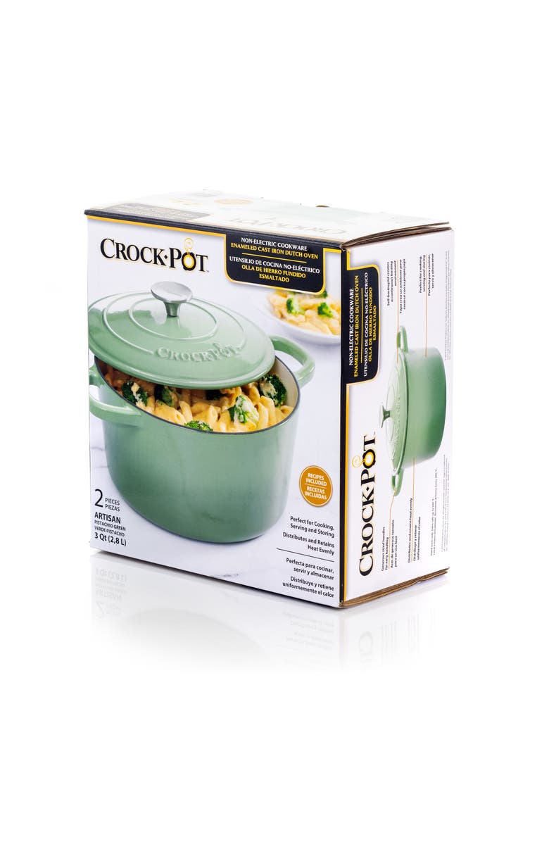 Crock-pot Artisan 2 Piece 3 Quarts Enameled Cast Iron Dutch Oven, Alternate, color, Pistachio Green