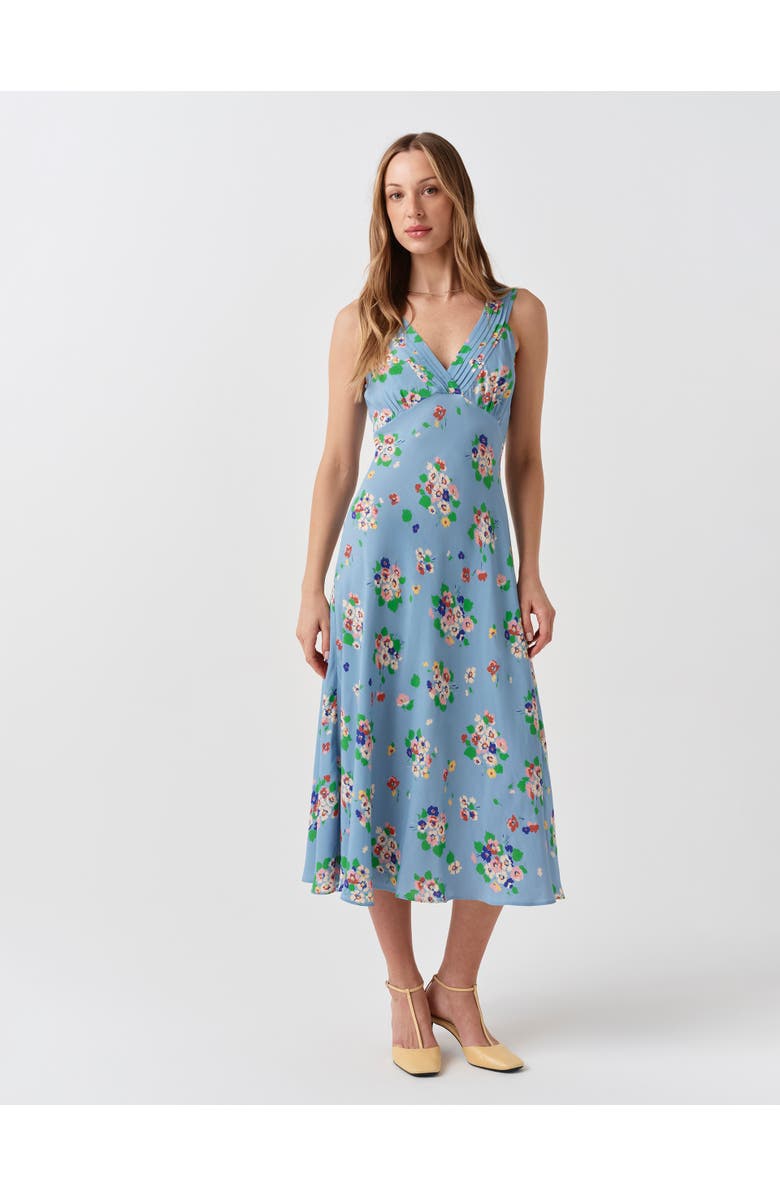 Ghost London Elise Floral Pintuck Crepe Midi Dress, Alternate, color, Blue Floral