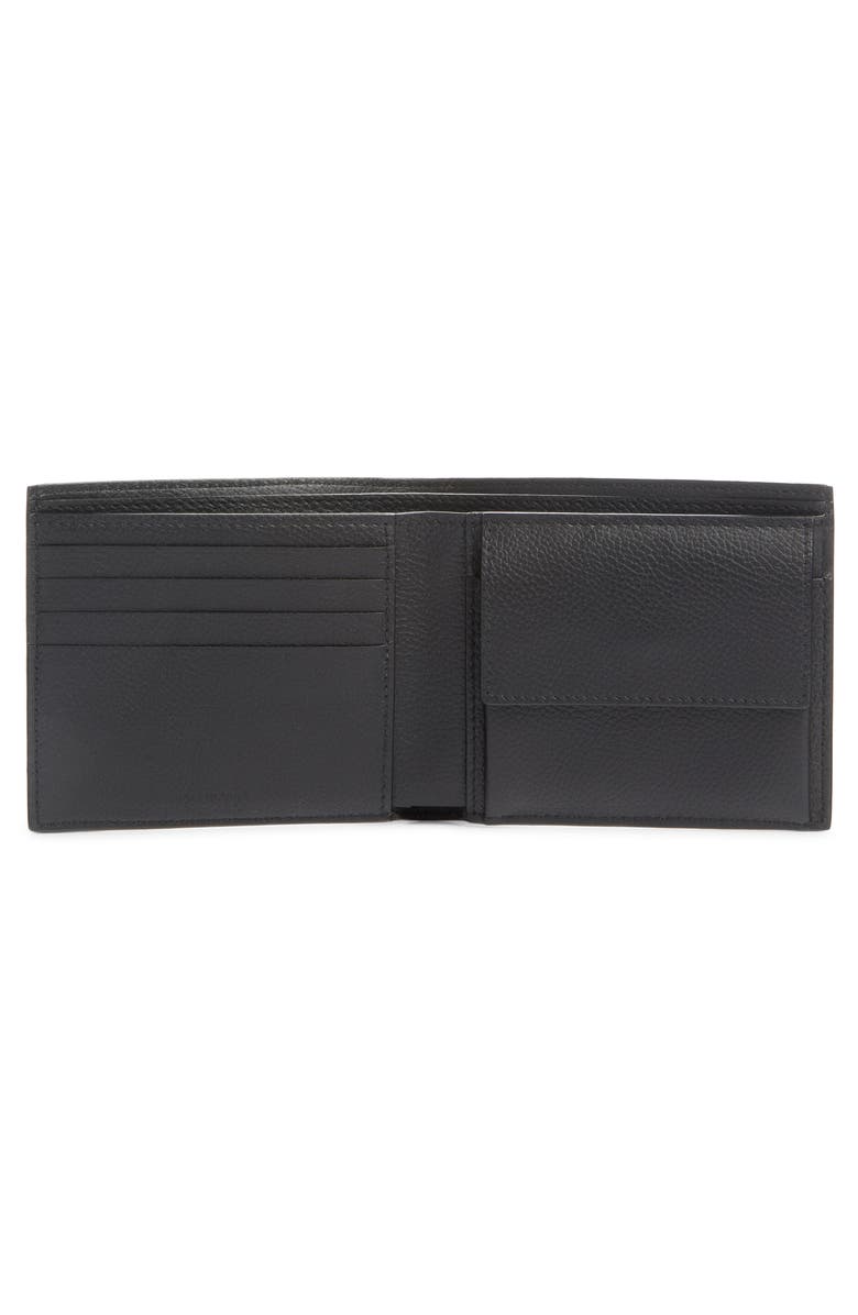 Balenciaga Cash Logo Leather Wallet, Alternate, color, Black
