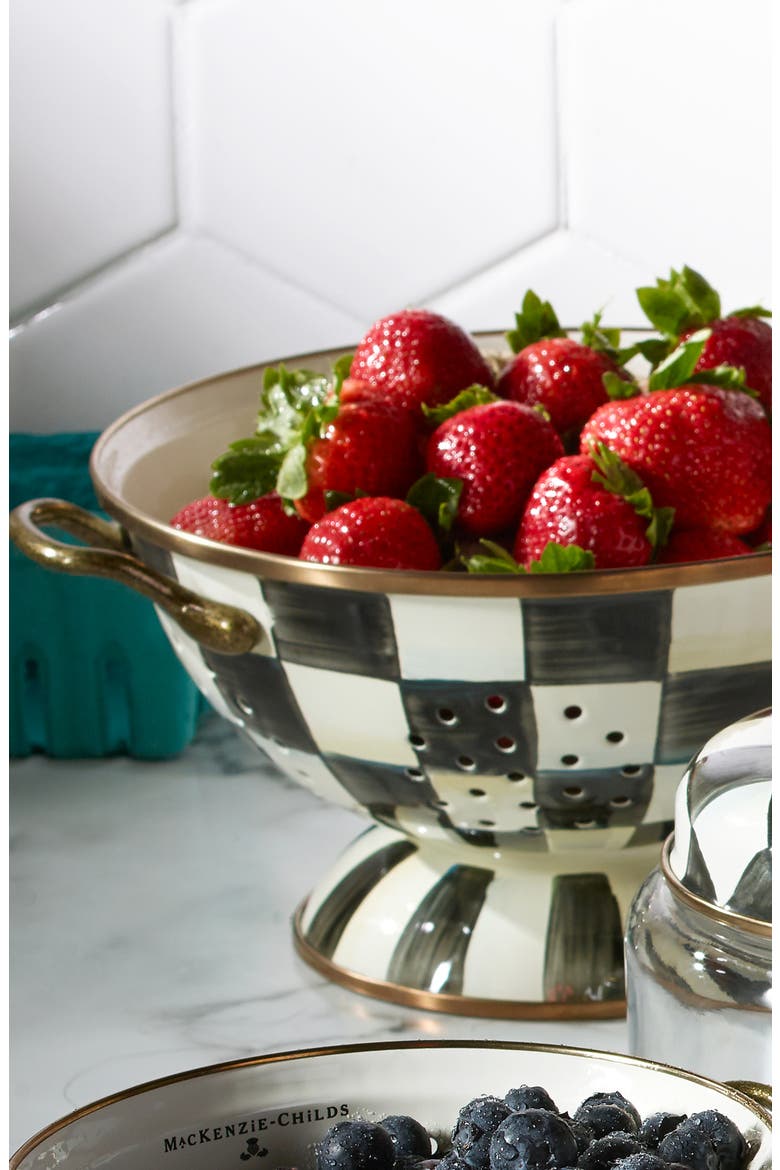 Courtly Check Large Colander, Alternate, color, BLACK/ WHITE