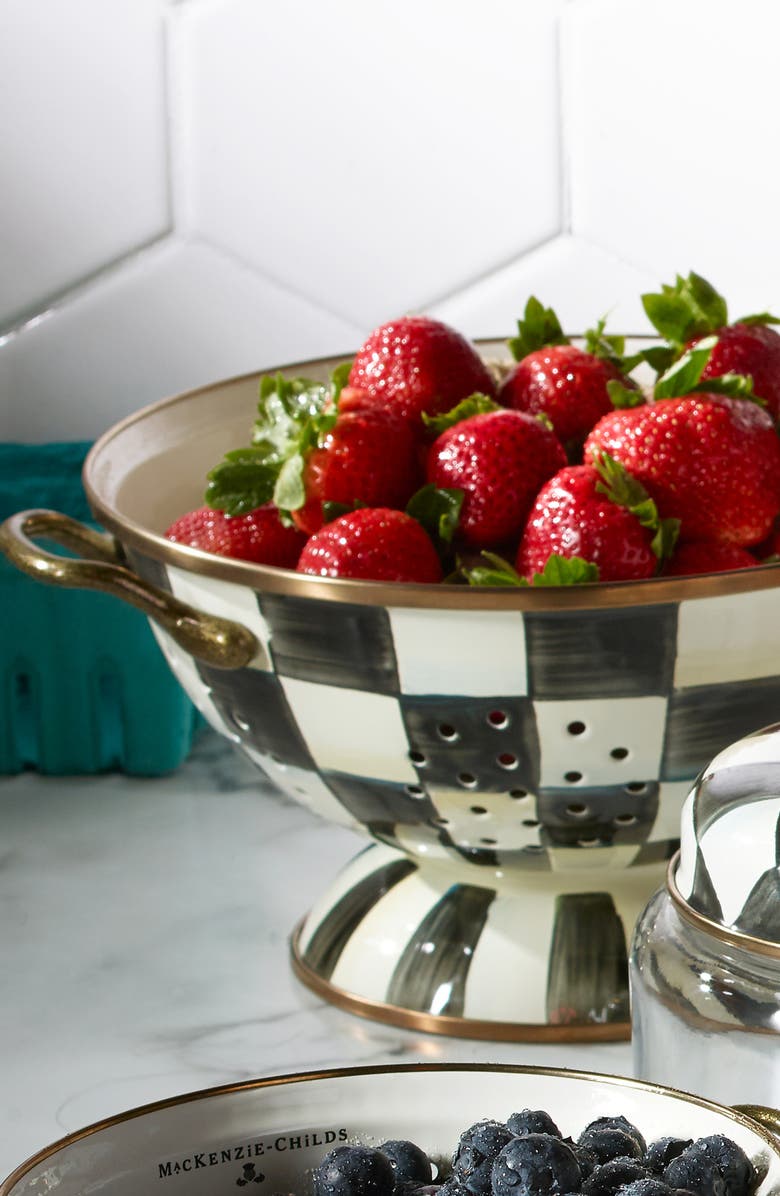 MACKENZIE CHILDS Courtly Check Large Colander, Alternate, color, Black/ White