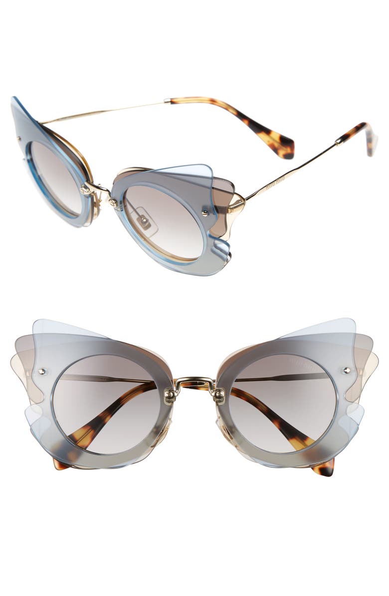 Miu Miu 63mm Butterfly Sunglasses, Main, color, Gold/ Azure