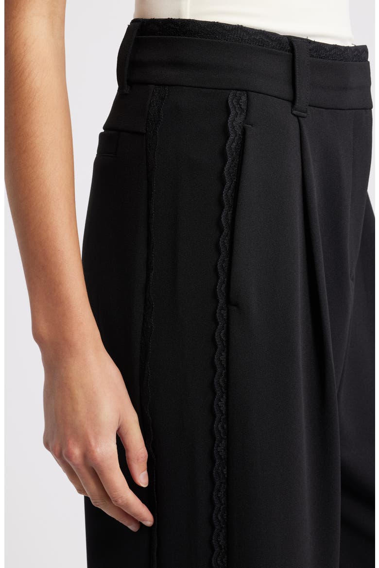 Ultra Skyrise Lace Trim Straight Leg Pant, Alternate, color, BLACK