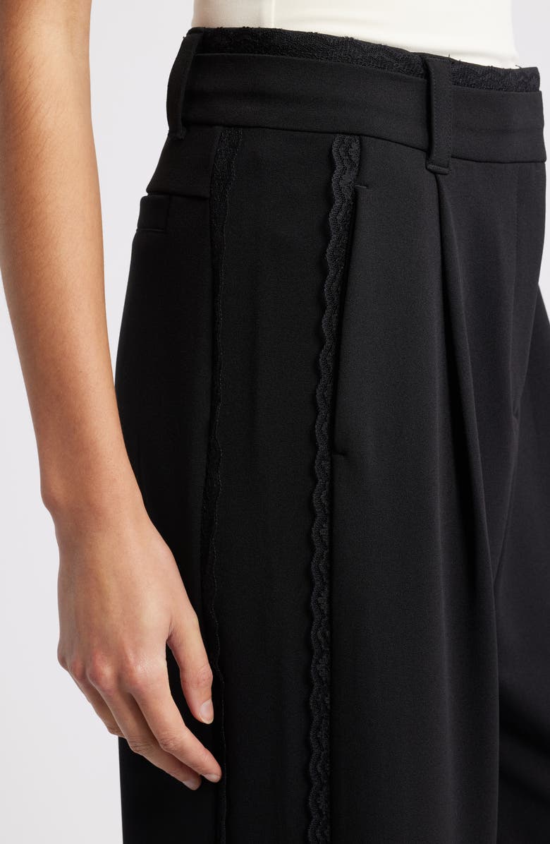 Wit & Wisdom Ultra Skyrise Lace Trim Straight Leg Pant, Alternate, color, Black