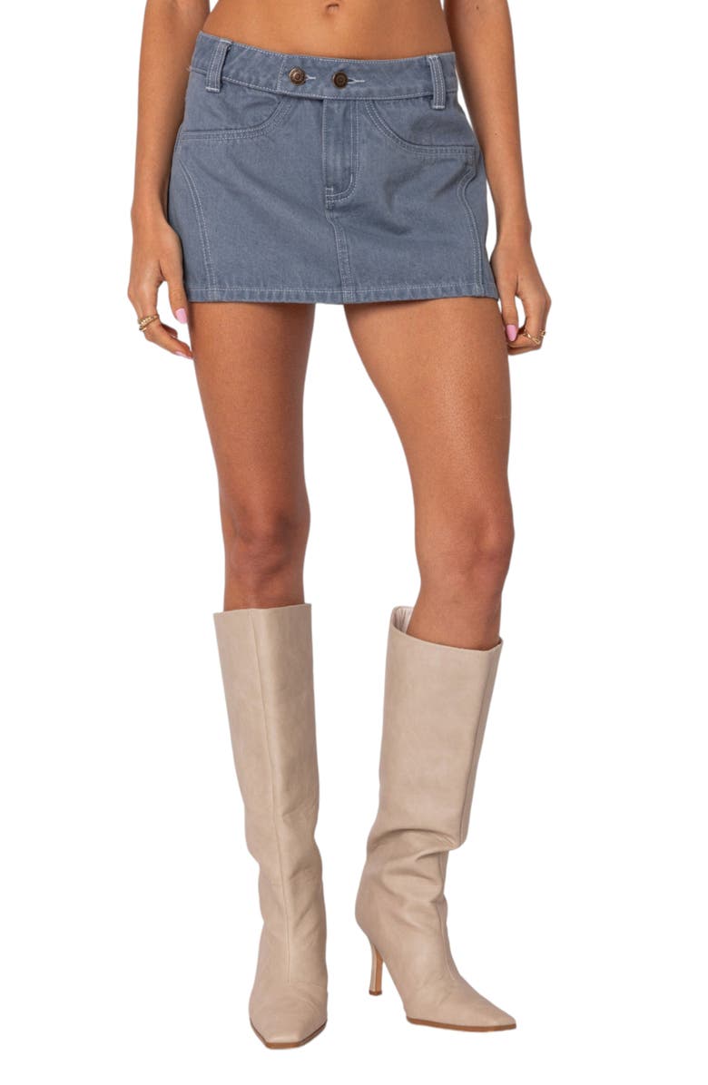 EDIKTED Louisa Denim Miniskirt, Main, color, 