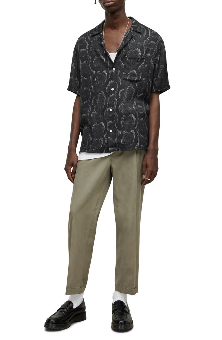 AllSaints Shedded Snake Print Button-Up Shirt, Alternate, color,