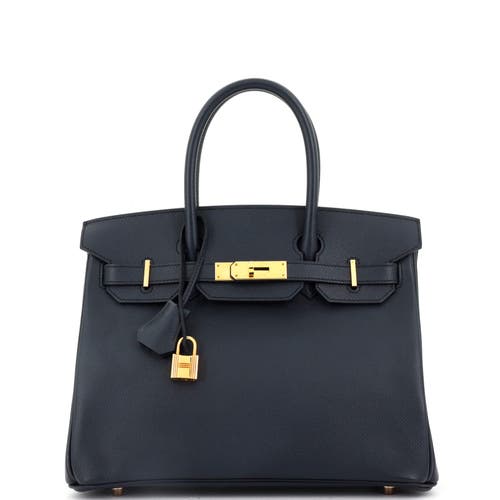 Pre-owned Hermes  Hermes Birkin Handbag Blue Epsom With Rose Gold Hardware 30 In Blue