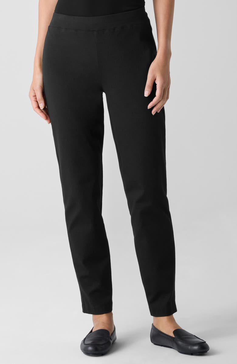 Eileen Fisher High Waist Slim Ankle Pants, Main, color, Black