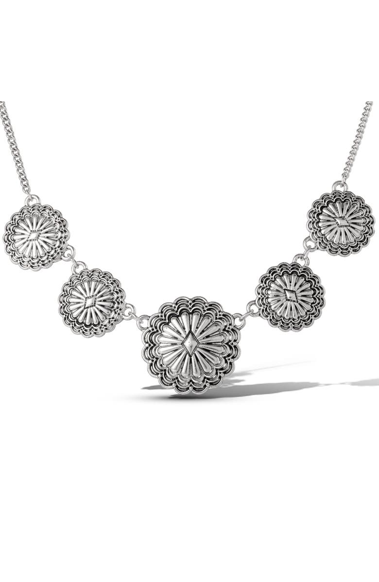 Jessica Simpson Statement Medallion Necklace in Antiqued Silver, Main, color, Silver