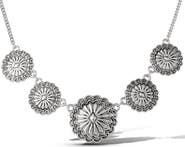 Jessica Simpson Statement Medallion Necklace in Antiqued Silver