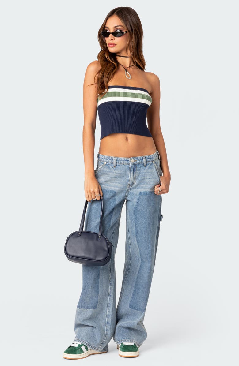 EDIKTED Cyprus Stripe Rib Tube Top, Alternate, color, Blue Mix