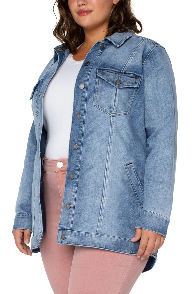 Liverpool Los Angeles High-Low Denim Shirt Jacket, Alternate, color, 