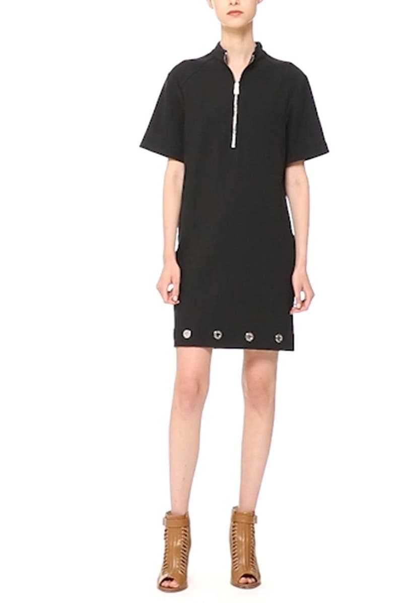 Belstaff Grommet Detail Stretch Cotton Shift Dress, Alternate, color,