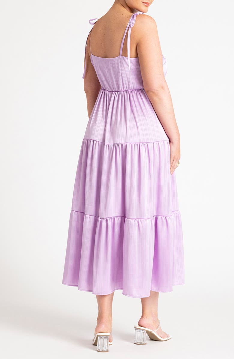 ELOQUII Tiered Satin Maxi Dress, Alternate, color, 