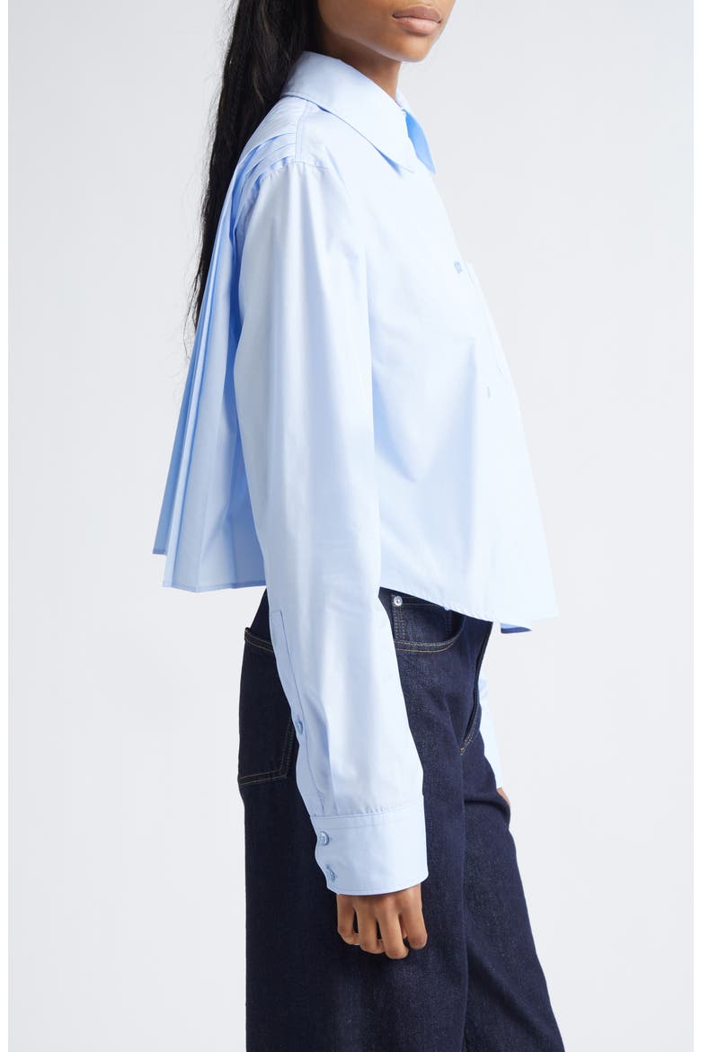 Ceppo Pleated Poplin Button-Up Shirt, Alternate, color, LIGHT BLUE