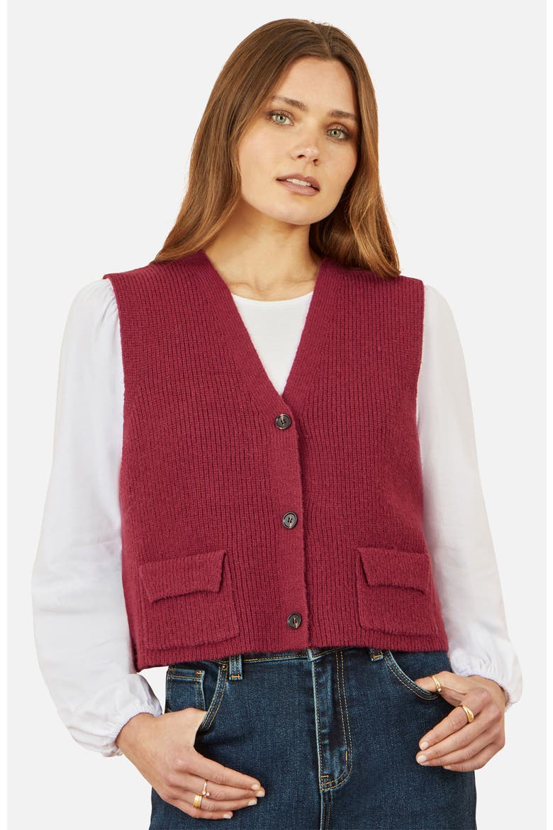 Knitted Pullover Waistcoat, Main, color, Burgundy