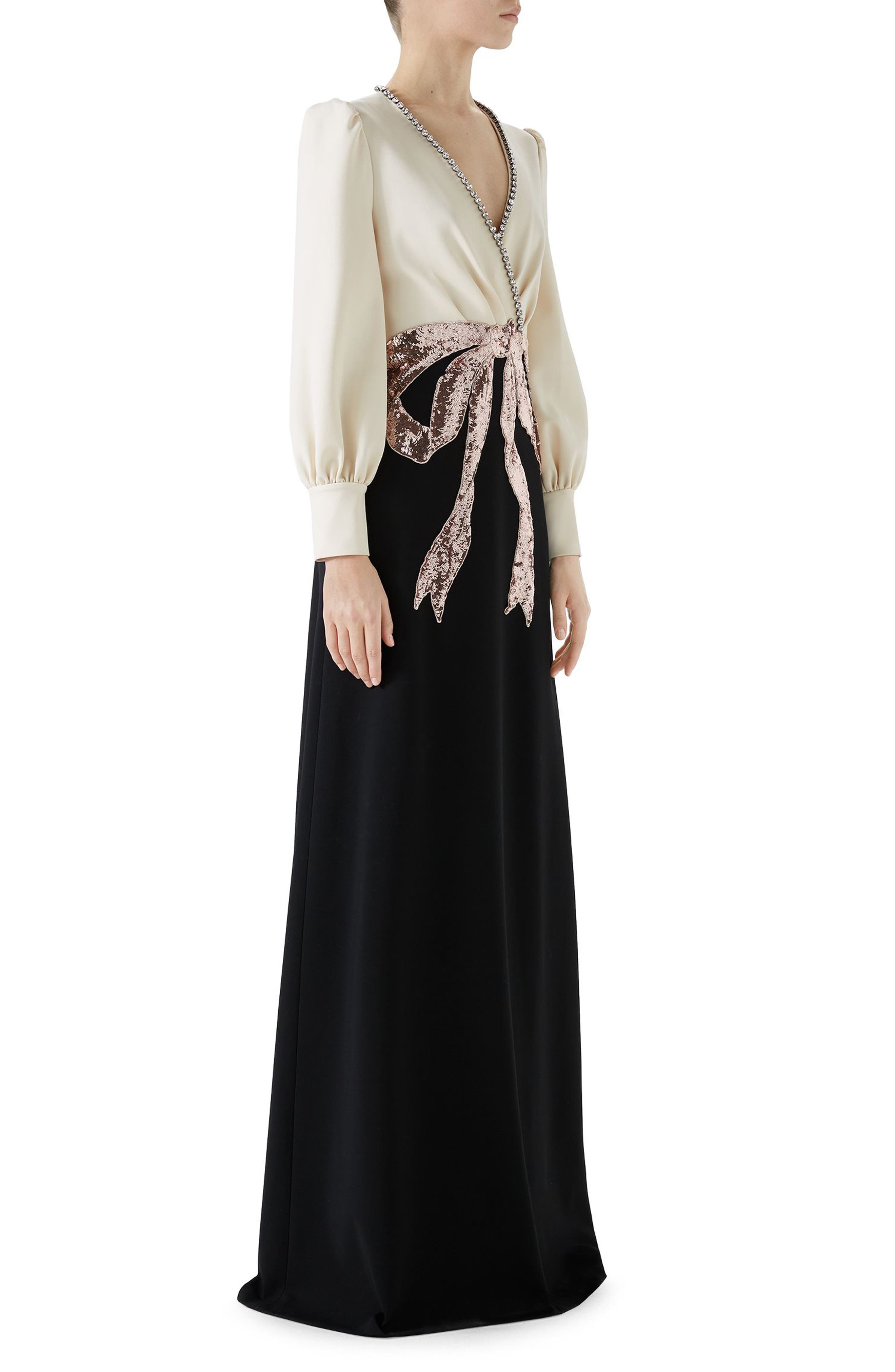 Gucci Trompe L'Oeil Bow Stretch Jersey Gown (Women) | Nordstrom