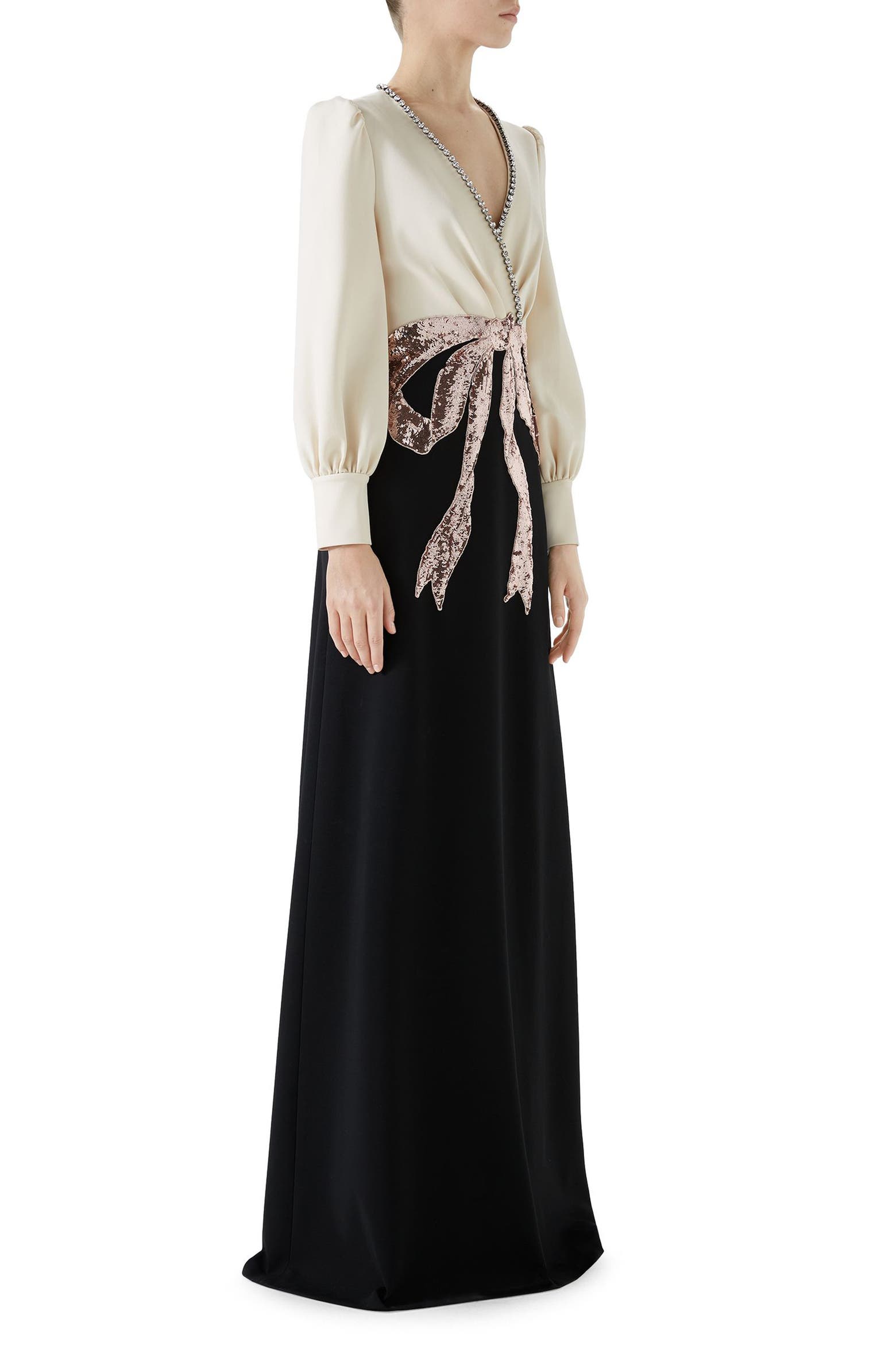 Gucci Rhinesto Gucci Trompe L'Oeil Bow Stretch Jersey Gown (Women) | Nordstrom