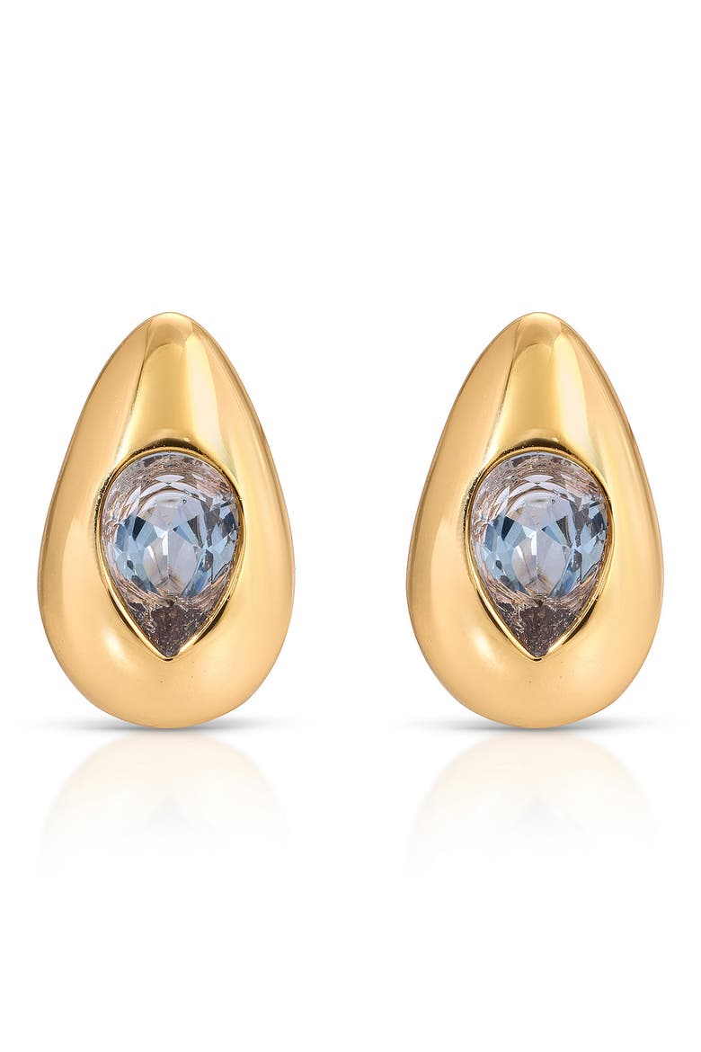 Glowing Teardrop Cubic Zirconia Stud Earrings, Main, color, BLUE