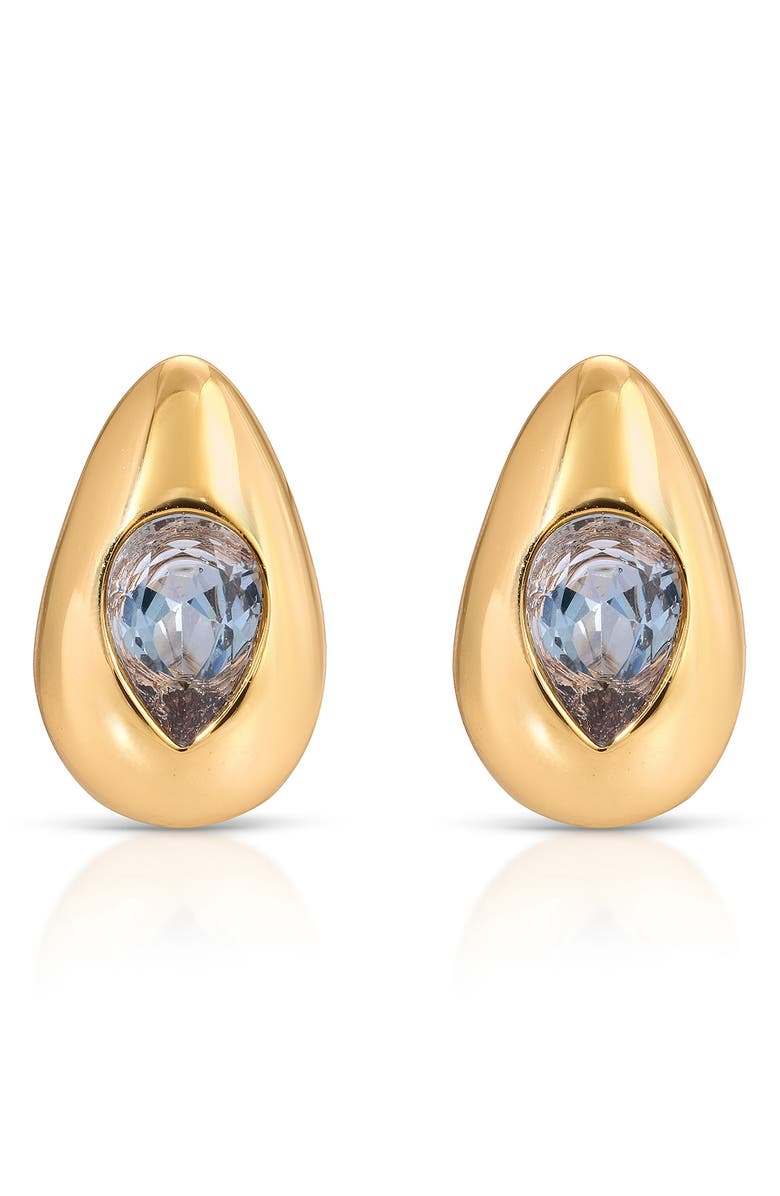 Ettika Glowing Teardrop Cubic Zirconia Stud Earrings, Main, color, Blue